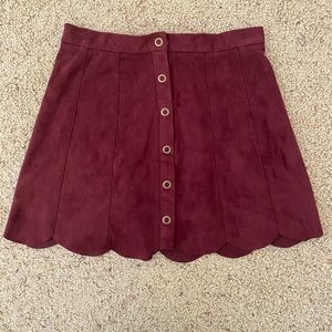 Kendall and Kylie maroon suede skirt from PacSun